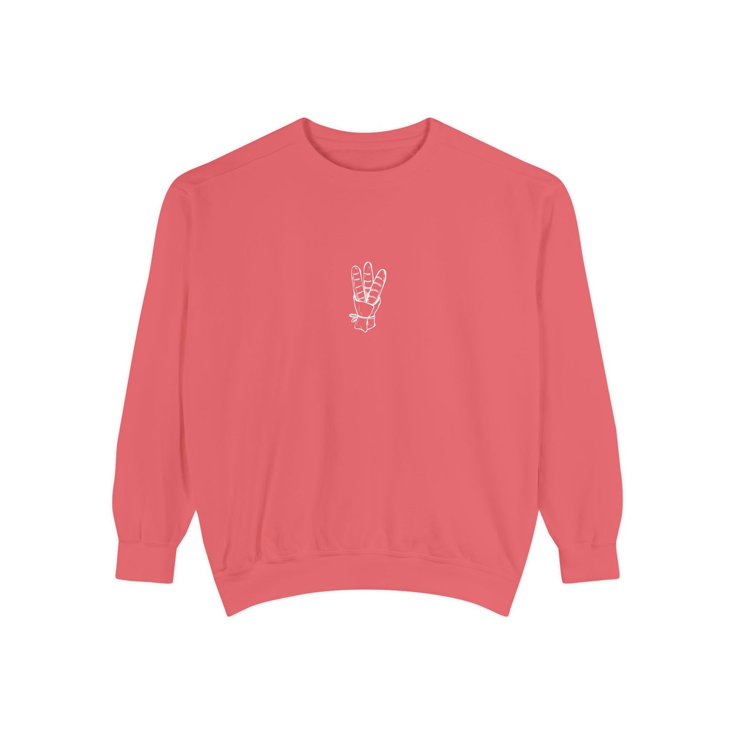 Peace Hand Unisex Garment-Dyed Sweatshirt, Cozy Streetwear, Gift for Friends, Relaxed Casual Sweater, Perfect for Everyday Wear