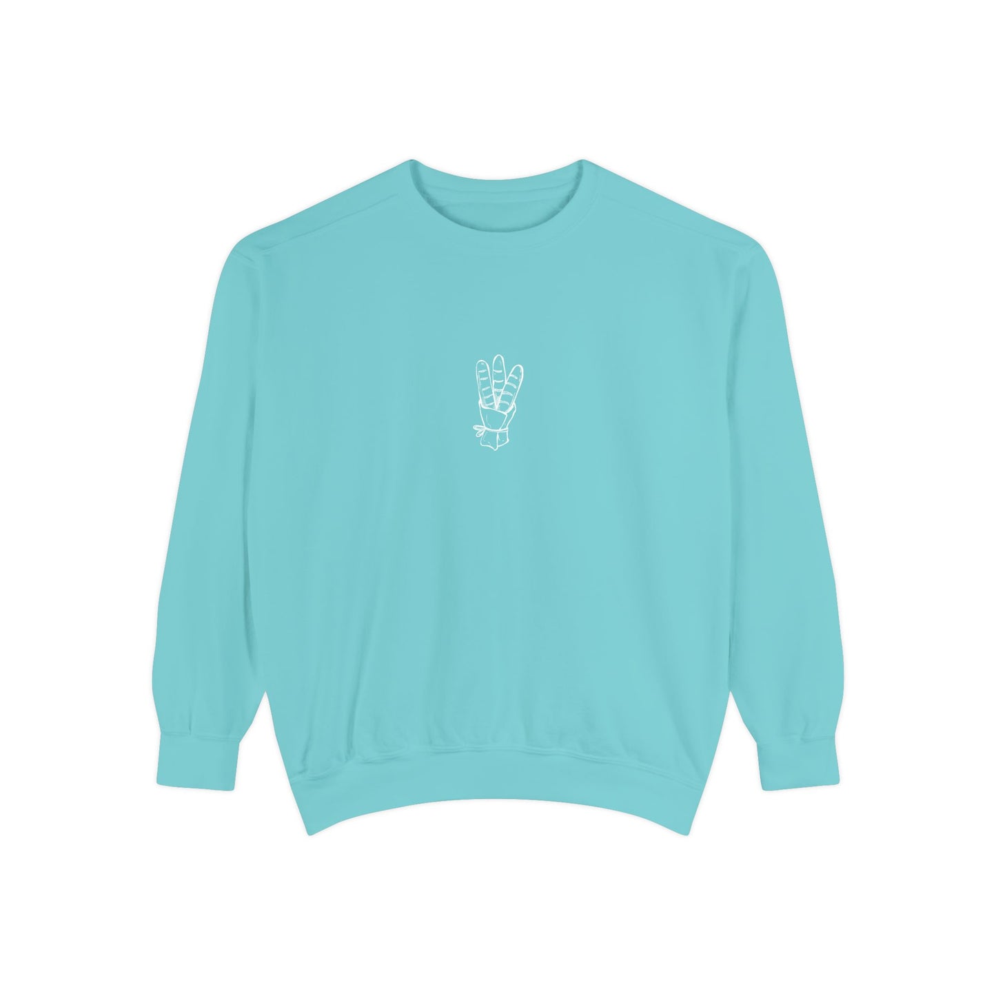 Peace Hand Unisex Garment-Dyed Sweatshirt, Cozy Streetwear, Gift for Friends, Relaxed Casual Sweater, Perfect for Everyday Wear