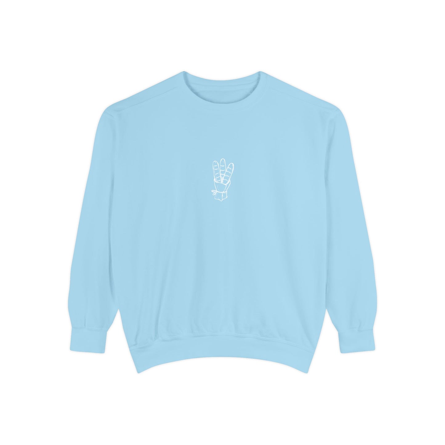 Peace Hand Unisex Garment-Dyed Sweatshirt, Cozy Streetwear, Gift for Friends, Relaxed Casual Sweater, Perfect for Everyday Wear