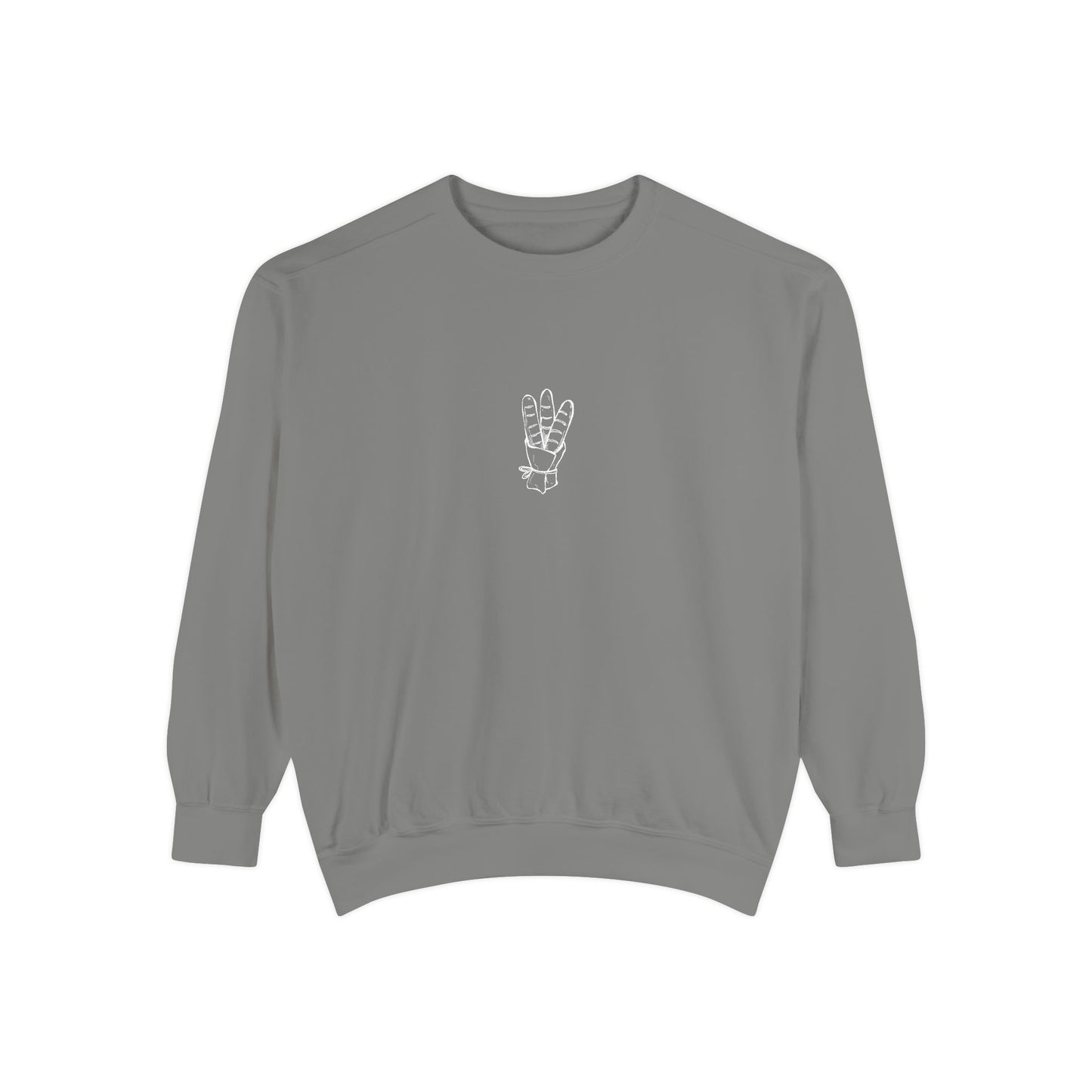 Peace Hand Unisex Garment-Dyed Sweatshirt, Cozy Streetwear, Gift for Friends, Relaxed Casual Sweater, Perfect for Everyday Wear