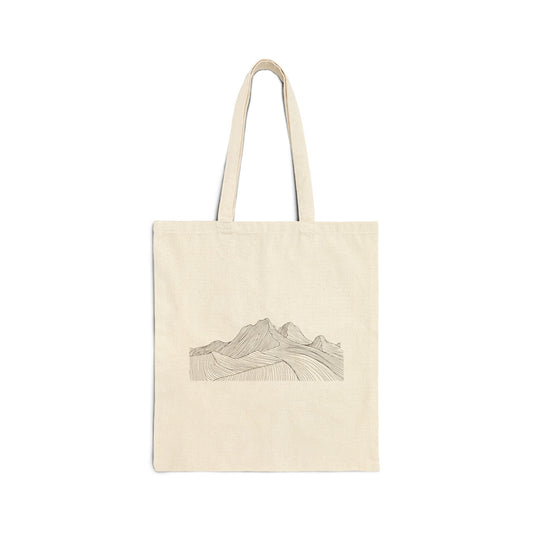 Eco-Friendly Mountain Landscape Cotton Canvas Tote Bag, Reusable Grocery Bag, Beach Bag, Gift for Nature Lovers, Sustainable Fashion
